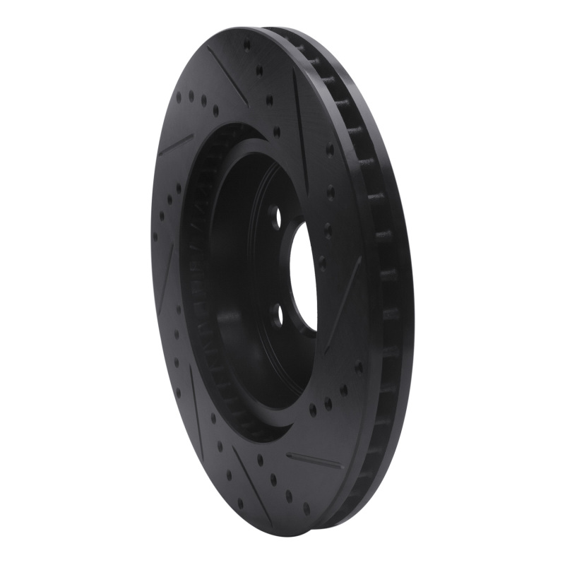 Chrysler 300 Brake Rotor (1) - Front Left - R1 Concepts - Drilled & Slotted - Black - `05-`23